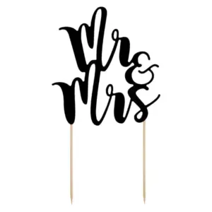 Adorno para tarta Mr & Mrs, negro, 25,5 cm, 1 unidad