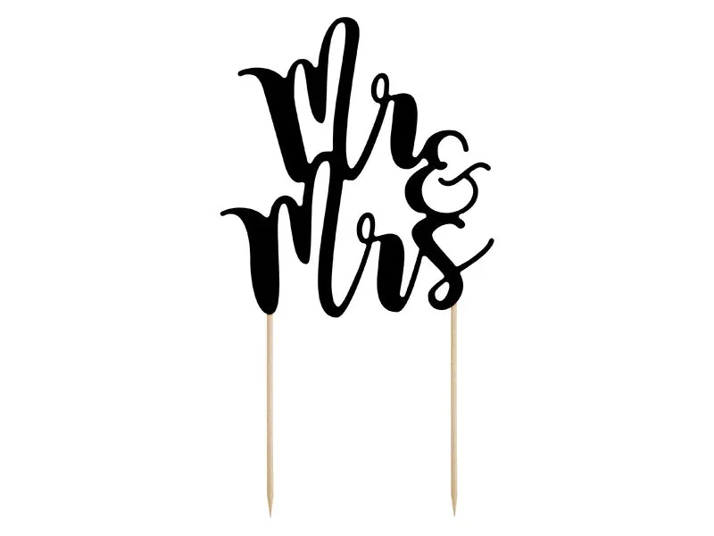 Adorno para tarta Mr & Mrs, negro, 25,5 cm, 1 unidad