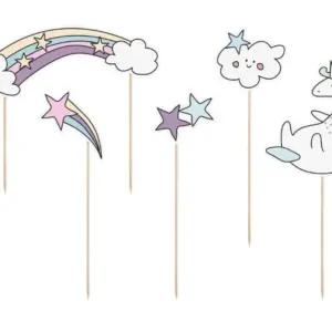 Adorno para tarta Unicornio, papel, 13-23,5 cm, 5 elementos