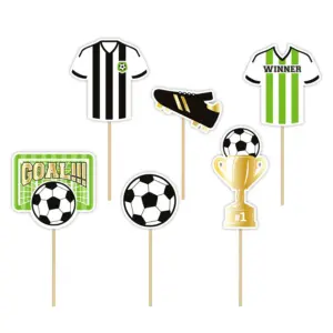 Adornos de papel para cupcakes, fútbol, 6 uds.
