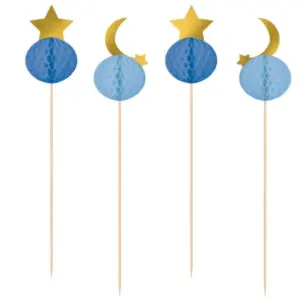 Adornos para cupcakes Estrella y Luna, papel, 17 cm, 10 uds.