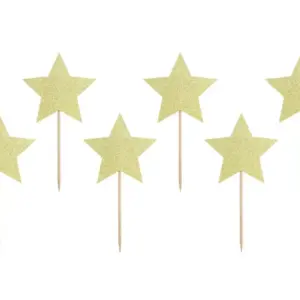 Adornos para cupcakes Estrellas, dorado, 11,5 cm, 6 uds.