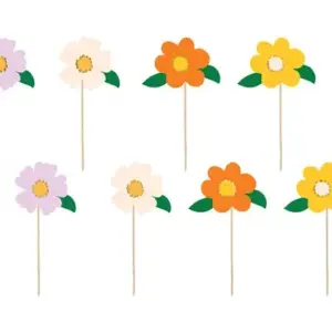 Adornos para cupcakes Flores, papel, 13 cm, 8 uds.