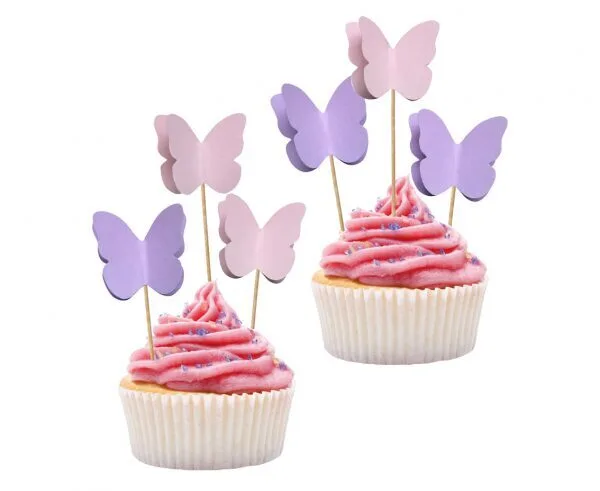 Adornos para cupcakes Mariposa, papel, 10 cm, 6 uds.