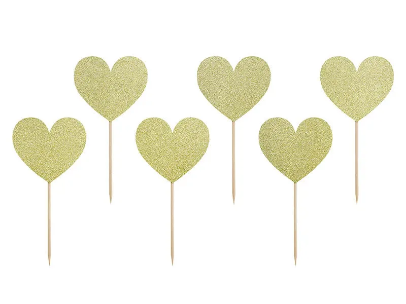 Adornos para cupcakes Sweet Love - Corazones, 6 uds.