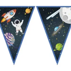 Bandera de papel con forma de cohete espacial, 230 cm