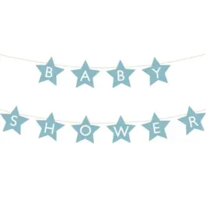 Banderín de papel Baby shower, azul claro, 290 x 16,5 cm