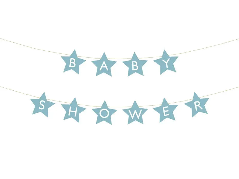 Banderín de papel Baby shower, azul claro, 290 x 16,5 cm