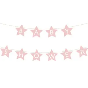 Banderín de papel Baby shower, rosa claro, 290 x 16,5 cm