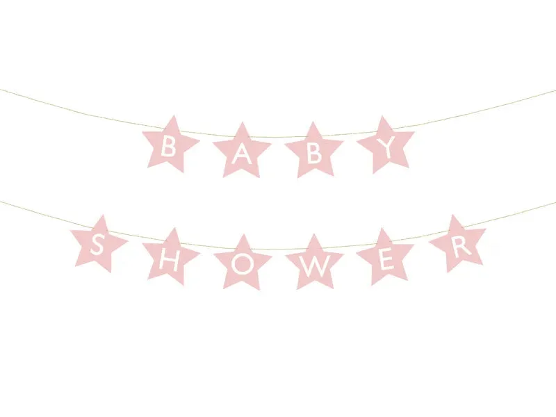 Banderín de papel Baby shower, rosa claro, 290 x 16,5 cm