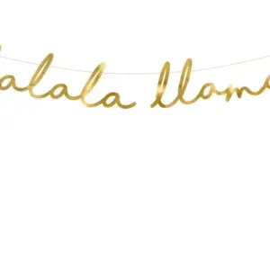 Banderín de papel Llama - Lalala Llama, dorado, 12,5 x 82 cm
