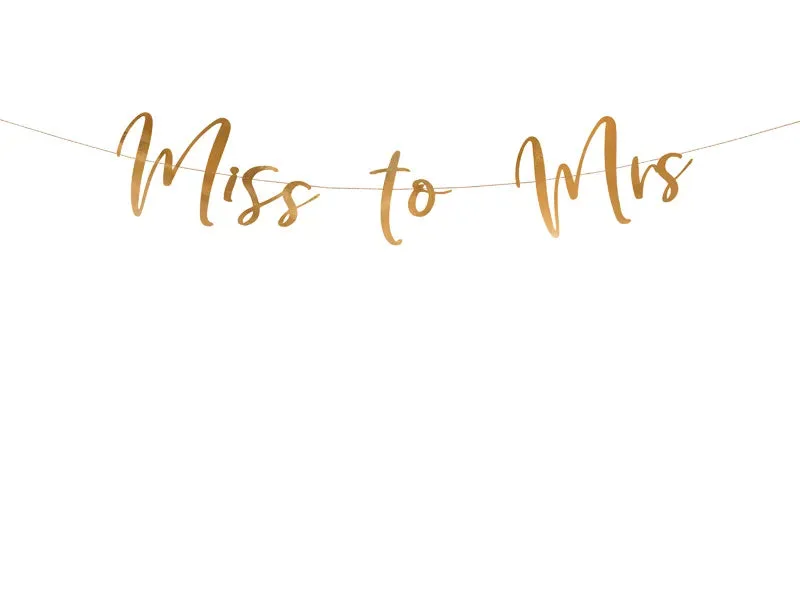 Banderín de papel Miss to Mrs, oro rosa, 18 x 76 cm