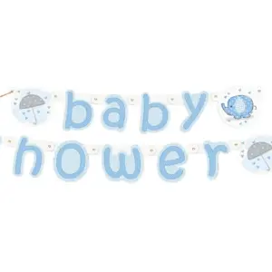 Banderín de papel para baby shower, azul, 160 cm