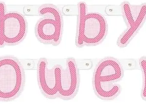 Banderín de papel para baby shower, rosa, 160 cm