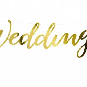 Banderín de papel Wedding, dorado, 16,5 x 45 cm