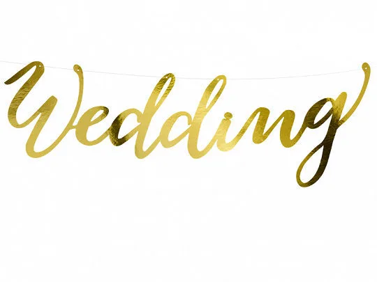 Banderín de papel Wedding, dorado, 16,5 x 45 cm
