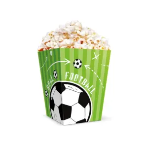 Caja de papel para palomitas de maíz, forma de fútbol, 8,5 x 12,5 cm, 6 uds.