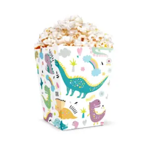 Caja de papel para palomitas Dinosaurios, 8,5 x 12,5 cm, 6 uds.