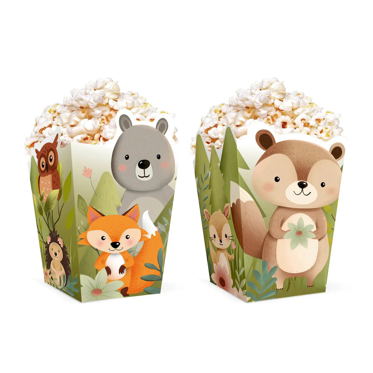 Caja de papel para palomitas Forest Friends, 8,5 x 15 cm, 6 uds.