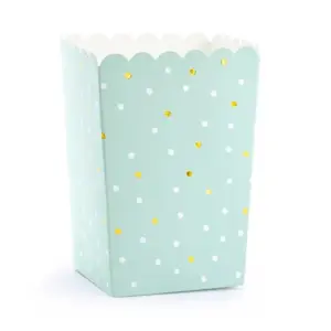 Cajas de papel para palomitas de maíz, verde claro, 7 x 7 x 12,5 cm, 6 uds.