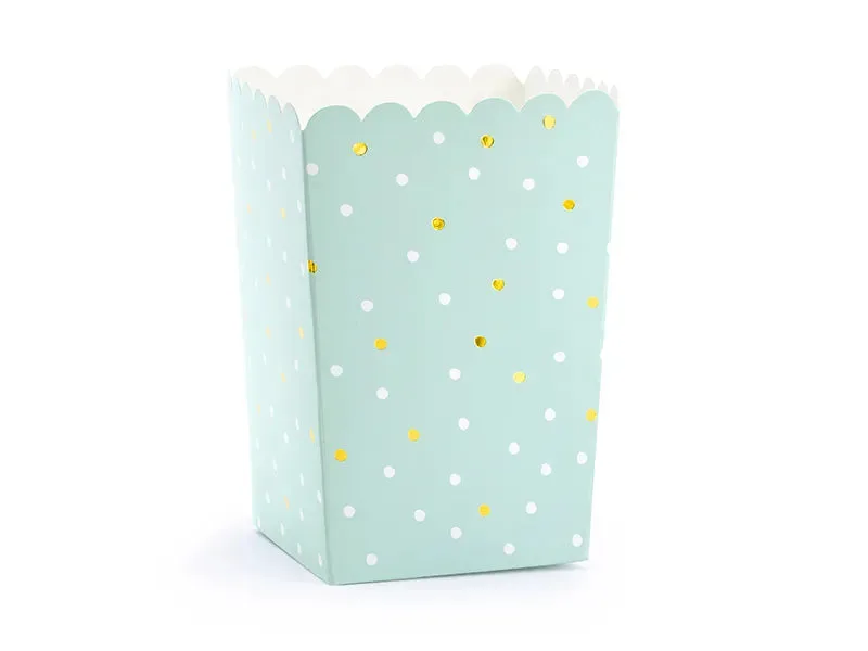 Cajas de papel para palomitas de maíz, verde claro, 7 x 7 x 12,5 cm, 6 uds.