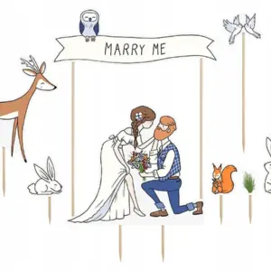 Adorno para tarta Marry Me, 7,3 - 23 cm, 10 elementos