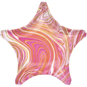 Canicas de globo de aluminio con forma de estrella rosa, 48 cm