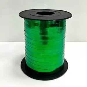 Cinta de plástico para rizar, verde metalizado, 250 m