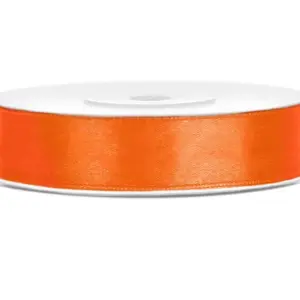 Cinta de raso color naranja 12 mm x 25 m