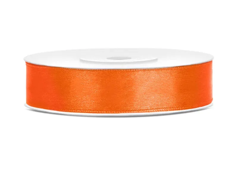 Cinta de raso color naranja 12 mm x 25 m
