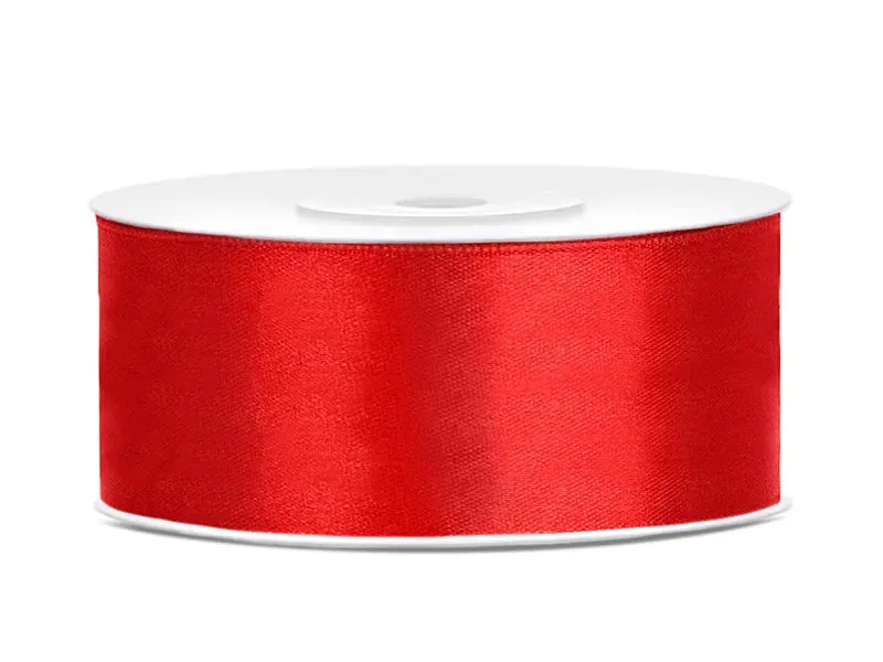 Cinta de raso roja 25 mm x 25 m