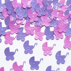 Confeti para Cochecito de Bebé, rosa y morado, plástico, 1,8 x 1,9 cm, paquete de 15 g