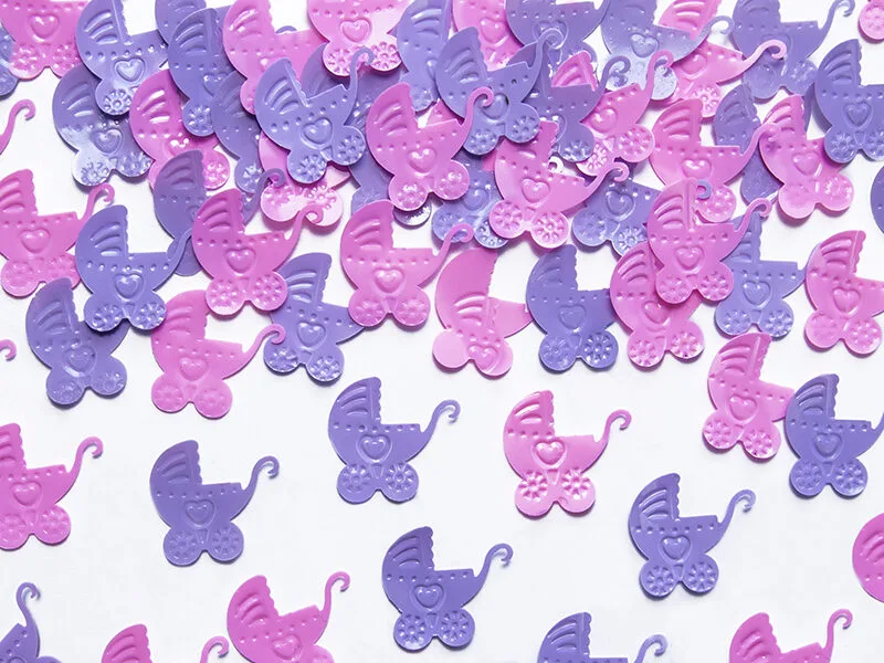 Confeti para Cochecito de Bebé, rosa y morado, plástico, 1,8 x 1,9 cm, paquete de 15 g