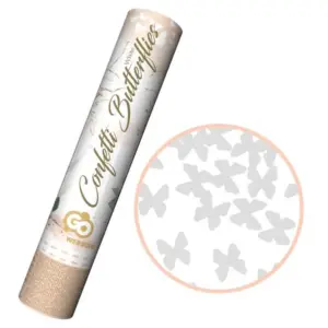 Confetti Cannon Butterfly, white, 30 cm.
