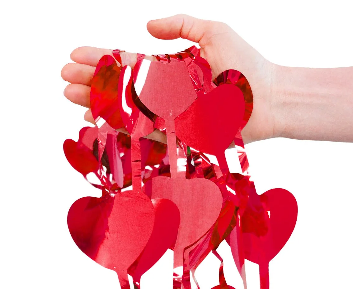 Cortina de fiesta Corazones, rojo metalizado, 100 x 200 cm