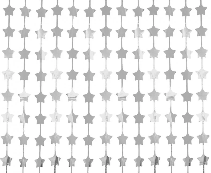 Cortina de fiesta Estrellas, plata, 100 x 200 cm