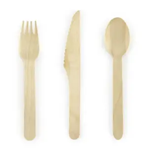 Cubiertos de madera, 16 cm, 18 unidades