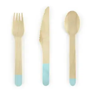 Cubiertos de madera, menta, 16 cm, 18 unidades
