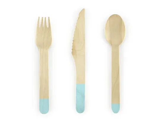 Cubiertos de madera, menta, 16 cm, 18 unidades
