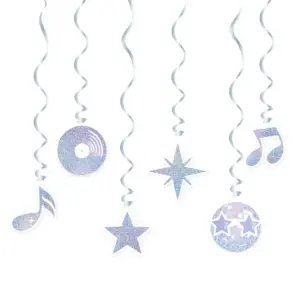 Decoración colgante en espiral, disco plateado, 85 cm, 6 uds.