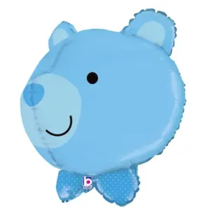 Globo de aluminio con forma de oso azul, de varios lados, 27" / 69 cm