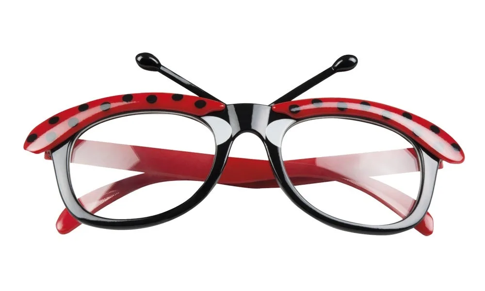 Gafas de fiesta Mariquita, lunares rojos/negros