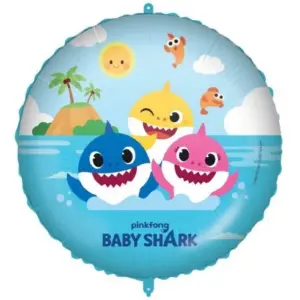 Globo de aluminio Baby Shark, redondo, 18" / 46 cm
