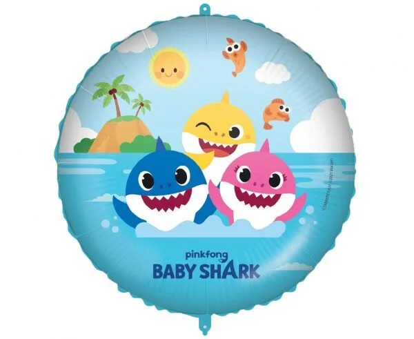 Globo de aluminio Baby Shark, redondo, 18" / 46 cm