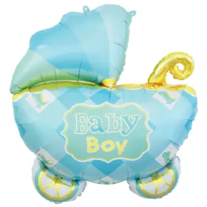Globo de aluminio con forma de cochecito de bebé, azul, 24" / 61 cm