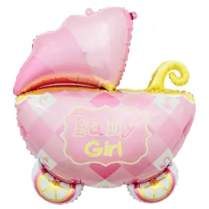 Globo de aluminio con forma de cochecito de bebé, color rosa, 24" / 61 cm