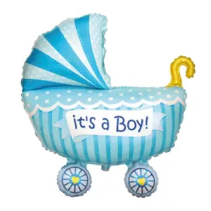 Globo de aluminio con forma de cochecito de niño, azul, 24" / 61 cm