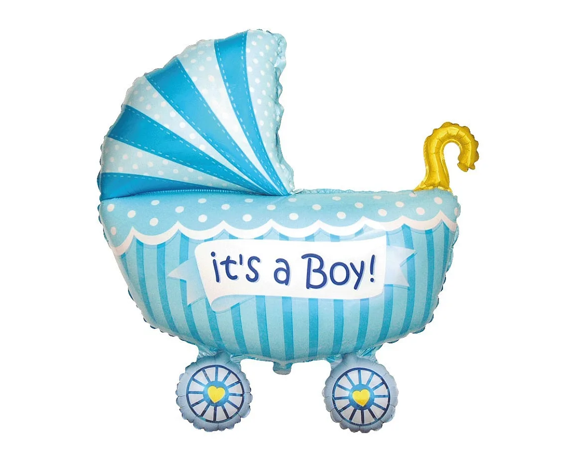 Globo de aluminio con forma de cochecito de niño, azul, 24" / 61 cm
