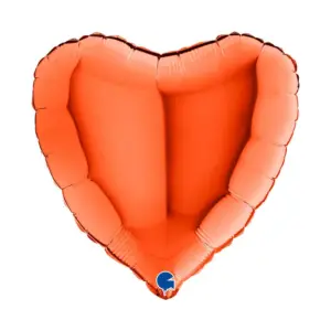 Globo de aluminio con forma de corazón, acolor naranja, 46 cm