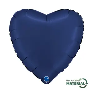 Globo de aluminio con forma de corazón, color azul marino satinado, 18" / 46 cm
